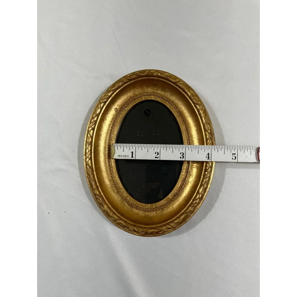 Burnes of Boston Picture Frame Small Gold Oval Ornate Embossed Leaf 5x6.5